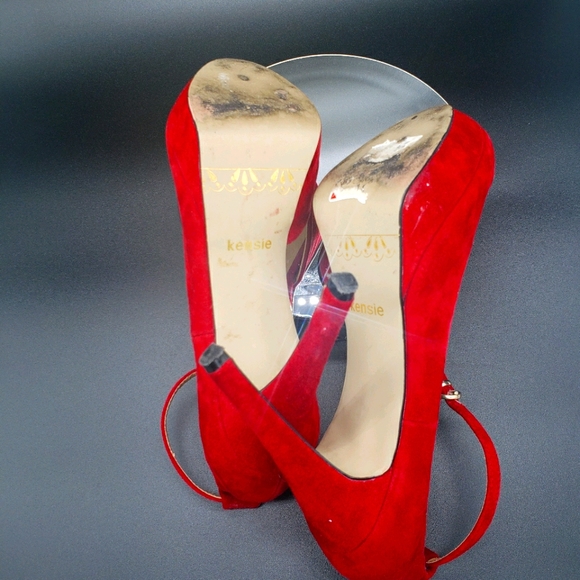 Kensie Nicky Platform Ankle Strap Heels Red Sz 8 - Picture 7 of 8
